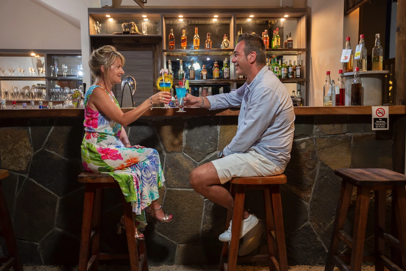 Bar and lounge area at Le Palmiste Resort Mauritius